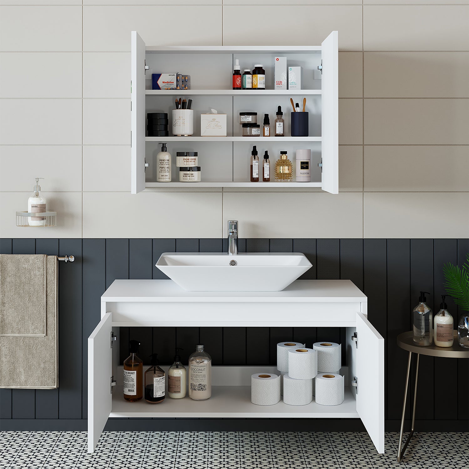 Bathroom Cabinet with Sink Set of 2 - Atlantic