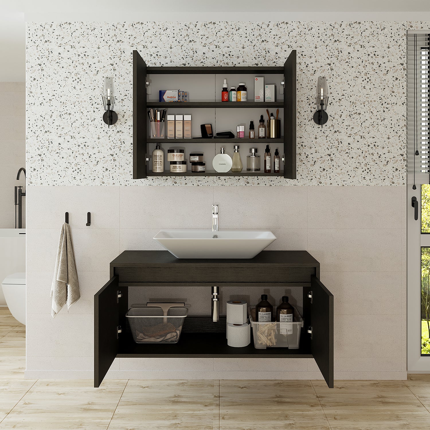 Bathroom Cabinet with Sink Set of 2 - Atlantic