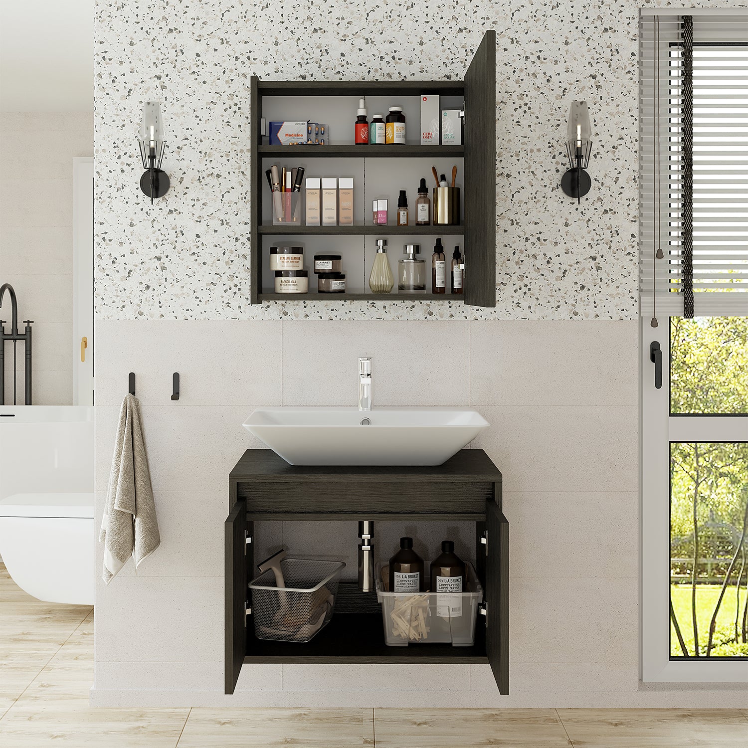 Bathroom Cabinet with Sink Set of 2 - Atlantic