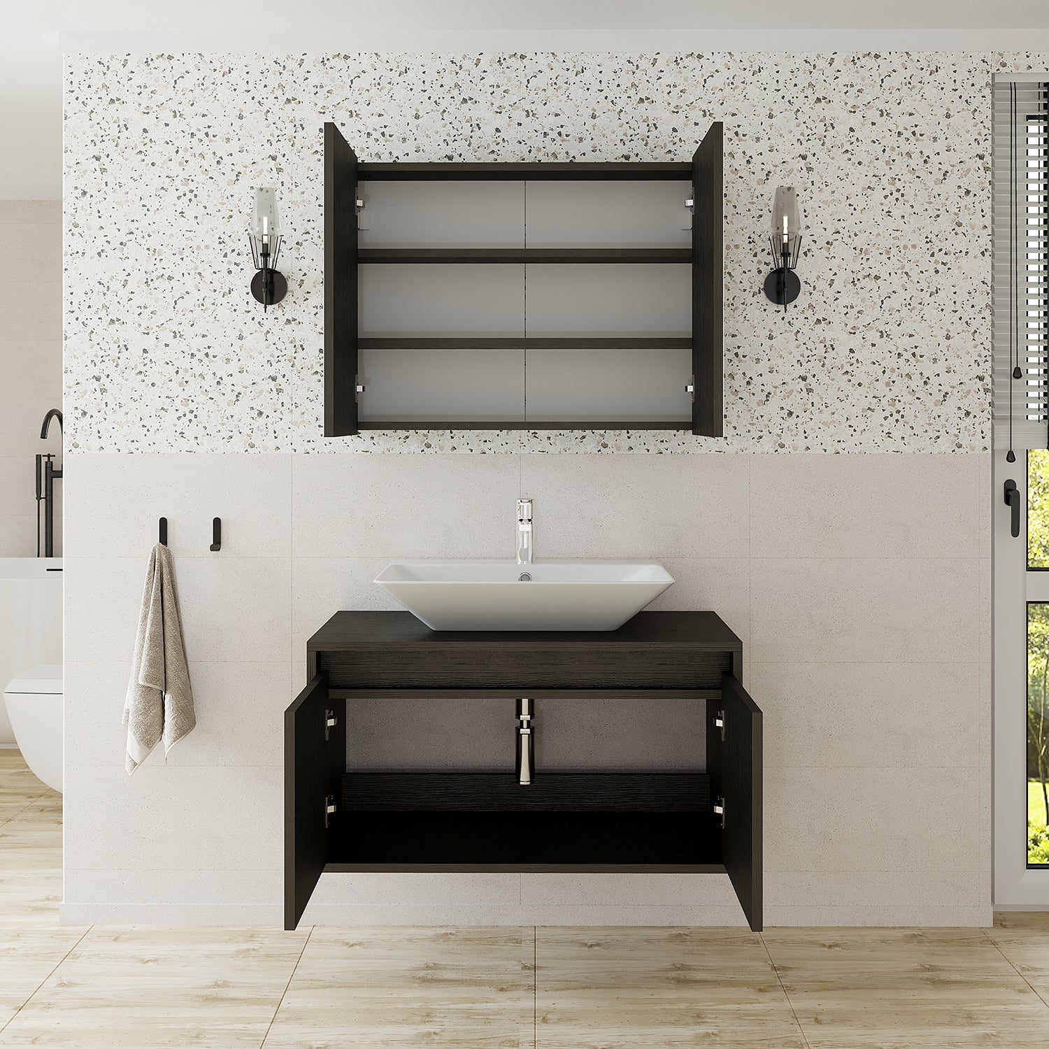 Bathroom Cabinet with Sink Set of 2 - Atlantic