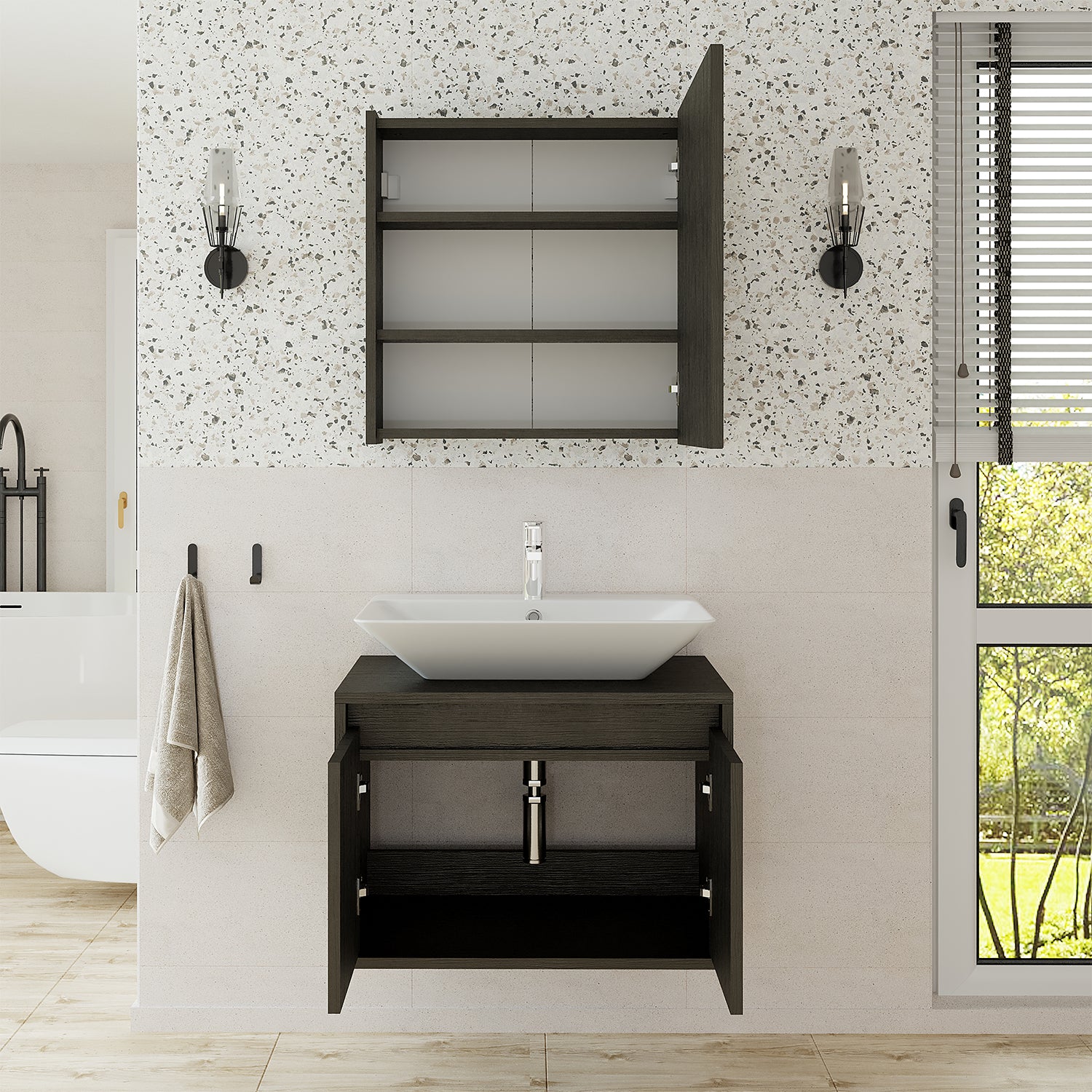Bathroom Cabinet with Sink Set of 2 - Atlantic