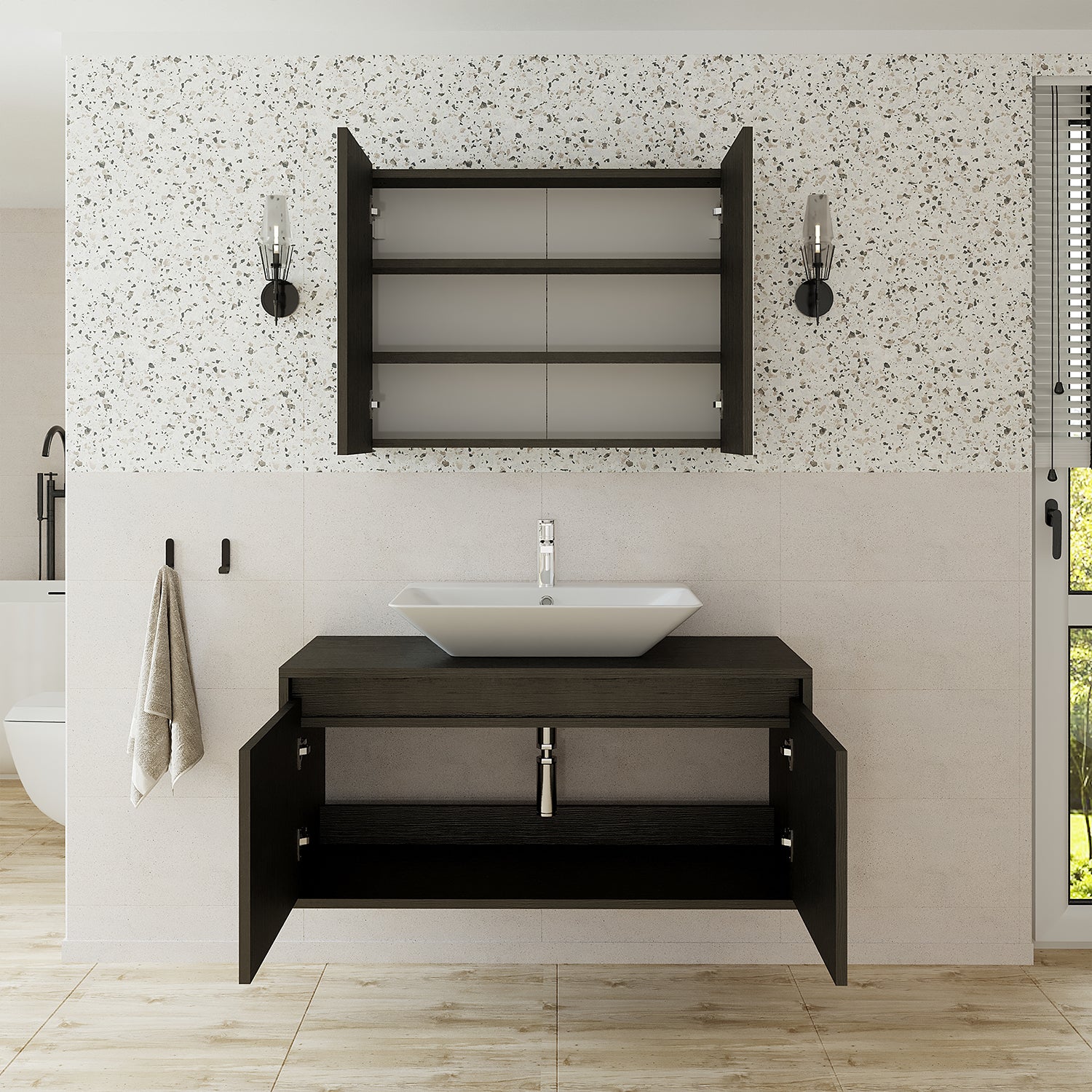 Bathroom Cabinet with Sink Set of 2 - Atlantic