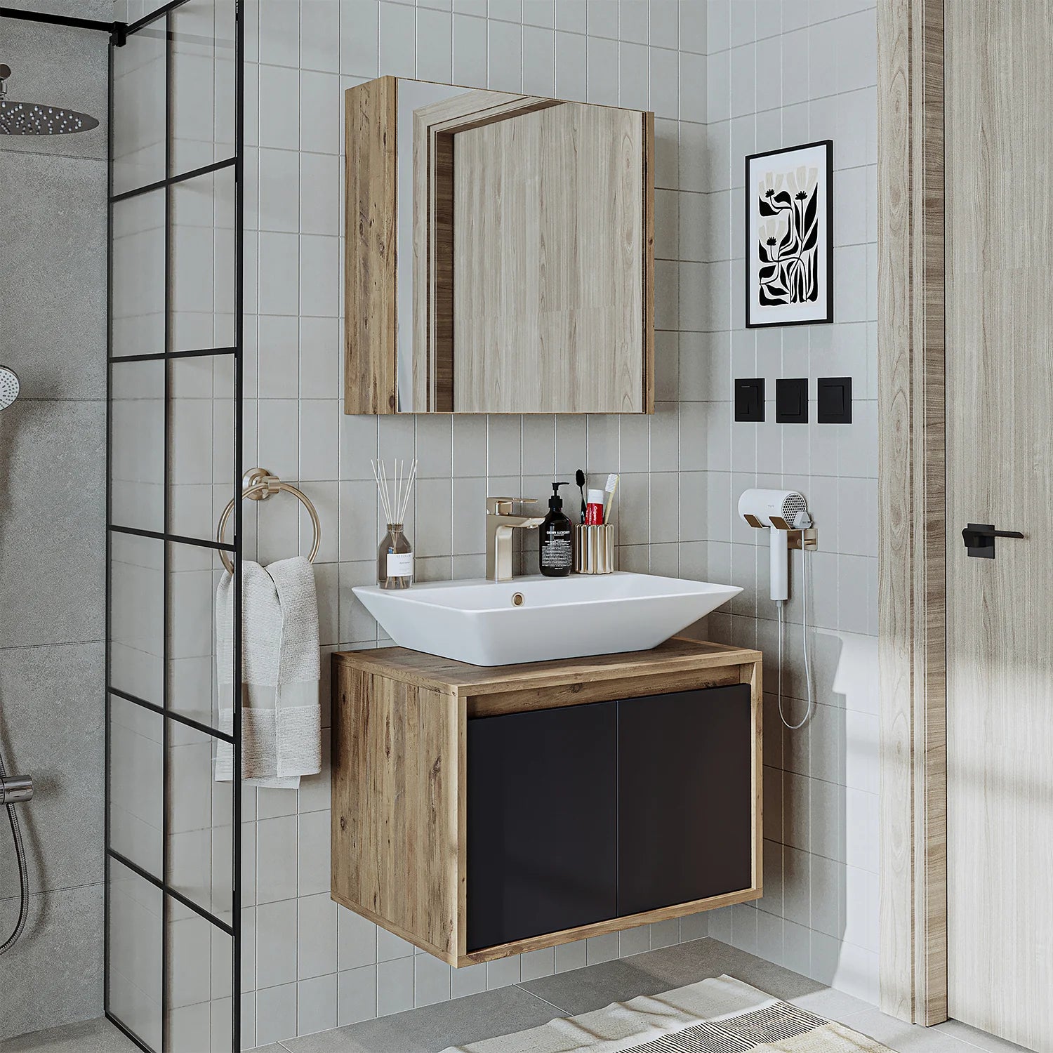 Bathroom Cabinet with Sink Set of 2 - Atlantic