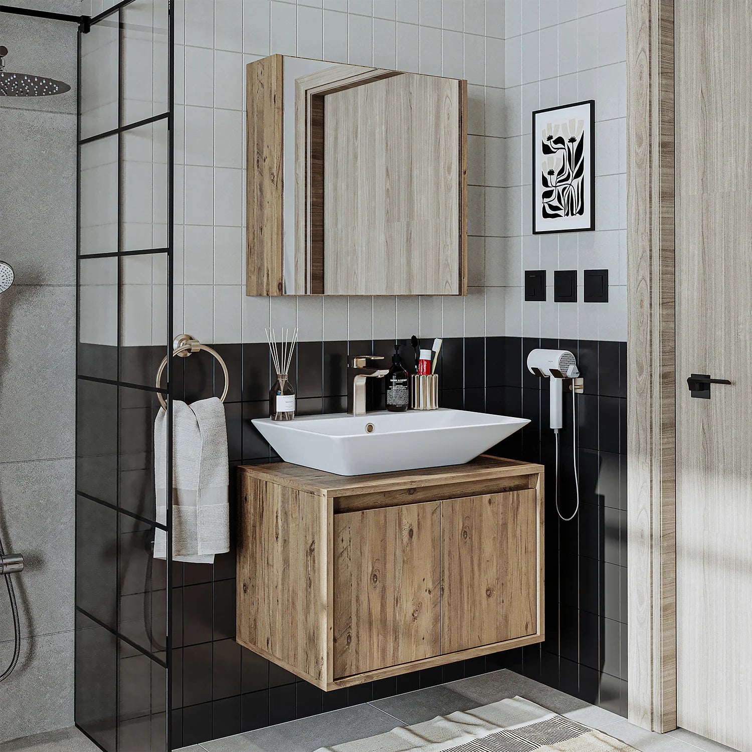 Bathroom Cabinet with Sink Set of 2 - Atlantic