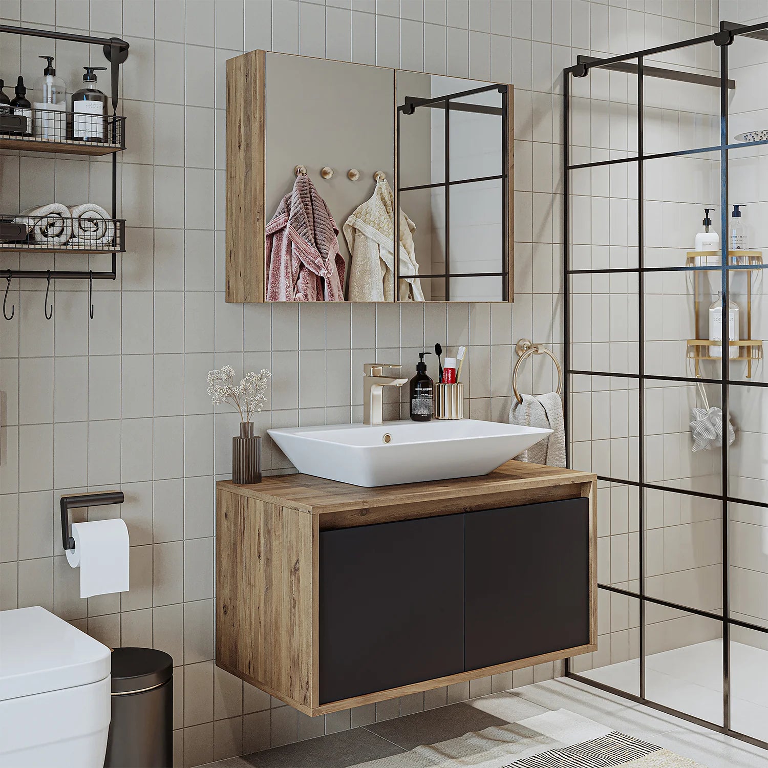 Bathroom Cabinet with Sink Set of 2 - Atlantic