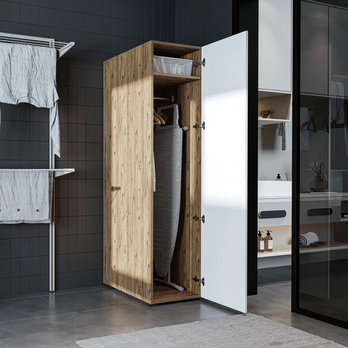 Roomart Dora Tall Washing Machine Cabinet, 45cm Wide - 4 Colours
