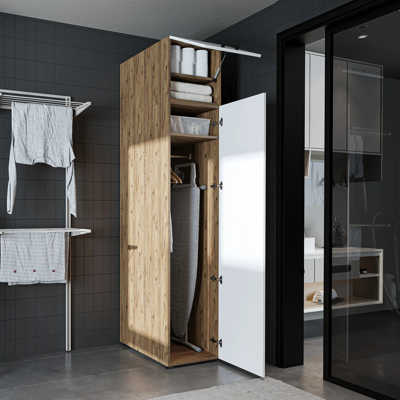 Roomart Dora Tall Washing Machine Cabinet, 45cm Wide - 4 Colours