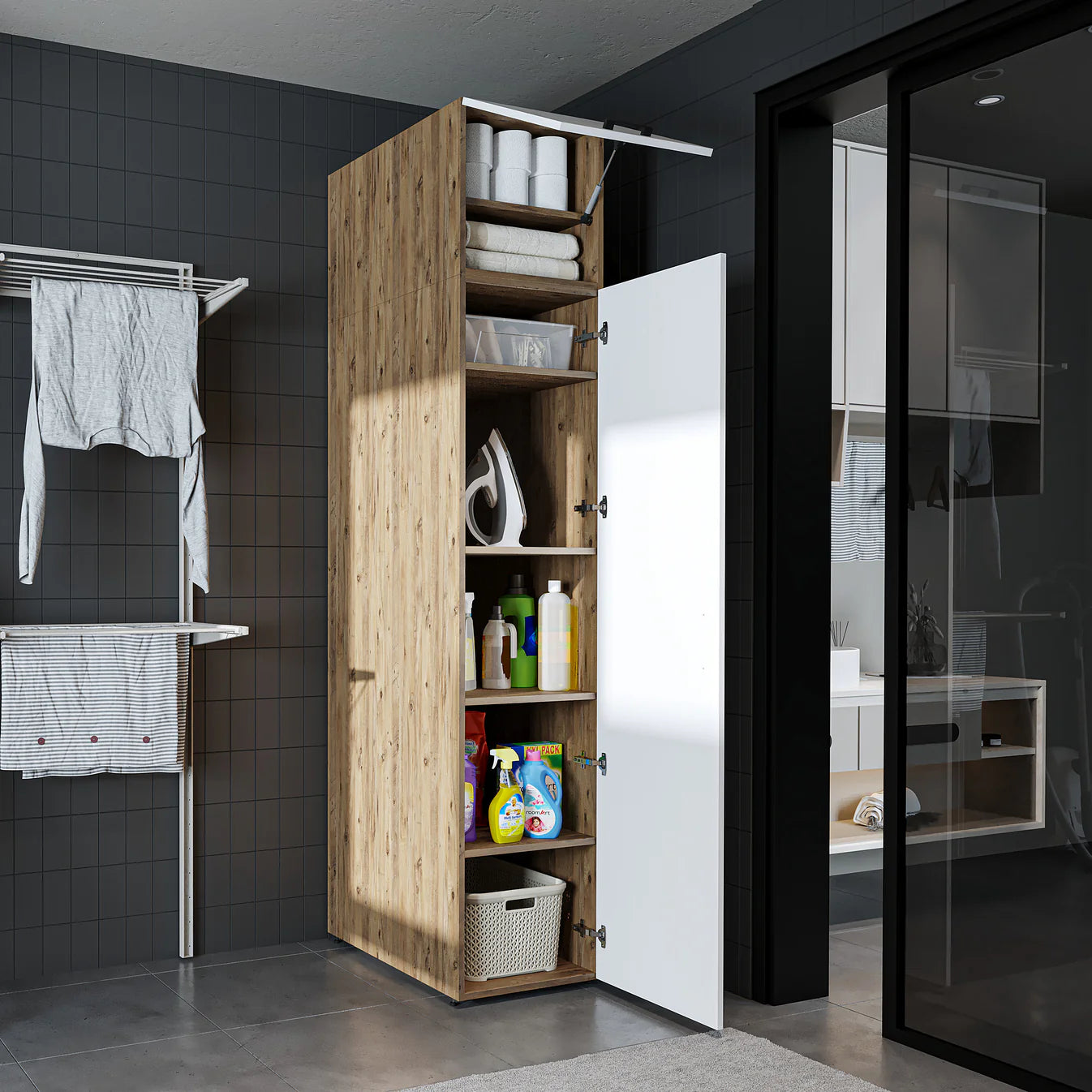 Roomart Dora Tall Washing Machine Cabinet, 45cm Wide - 4 Colours