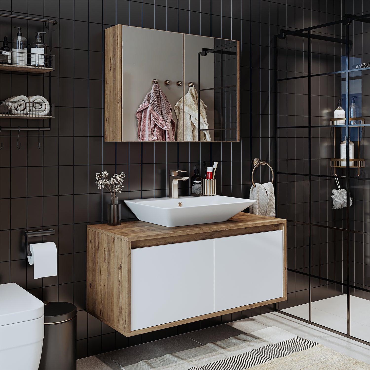 Bathroom Cabinet with Sink Set of 2 - Atlantic