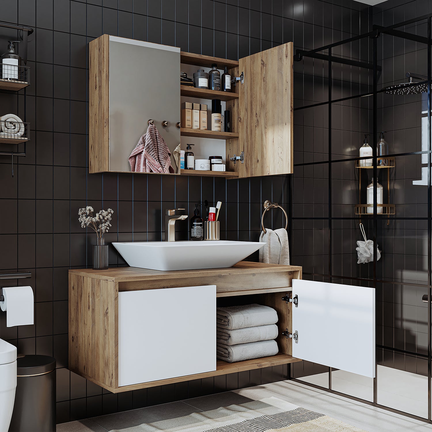 Bathroom Cabinet with Sink Set of 2 - Atlantic