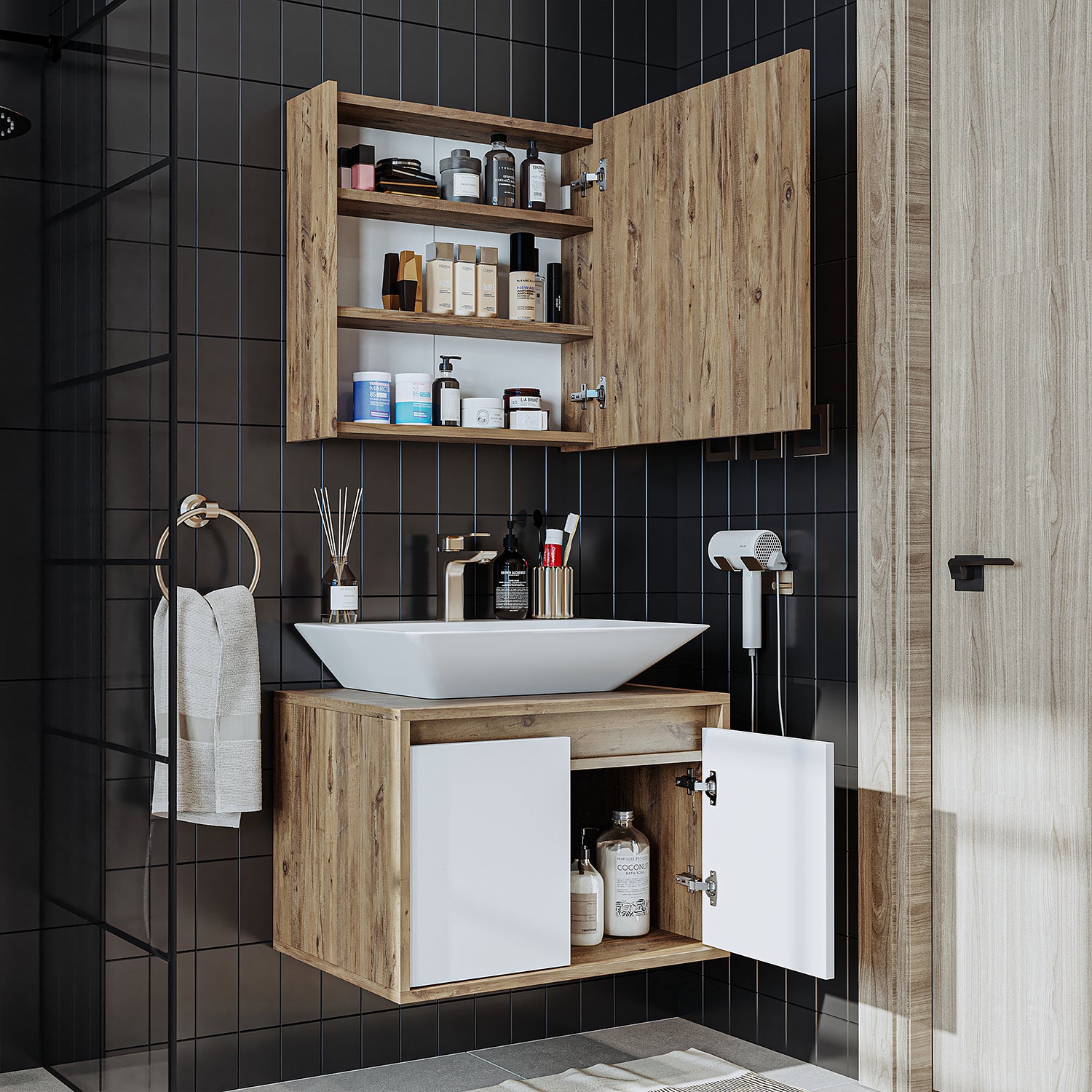 Bathroom Cabinet with Sink Set of 2 - Atlantic