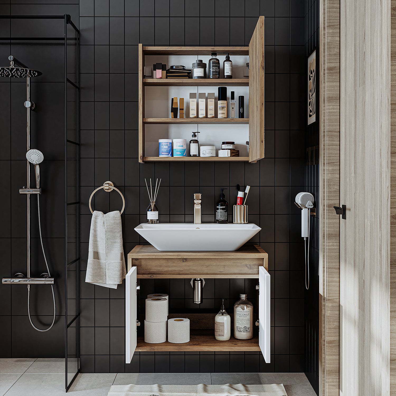Bathroom Cabinet with Sink Set of 2 - Atlantic