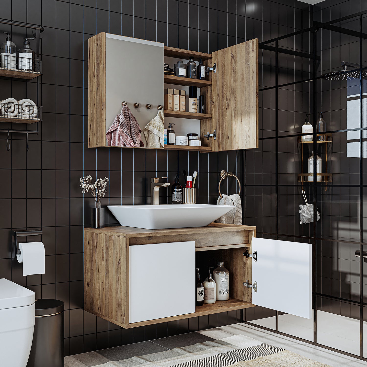 Bathroom Cabinet with Sink Set of 2 - Atlantic