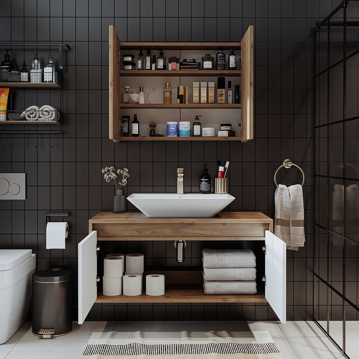 Bathroom Cabinet with Sink Set of 2 - Atlantic