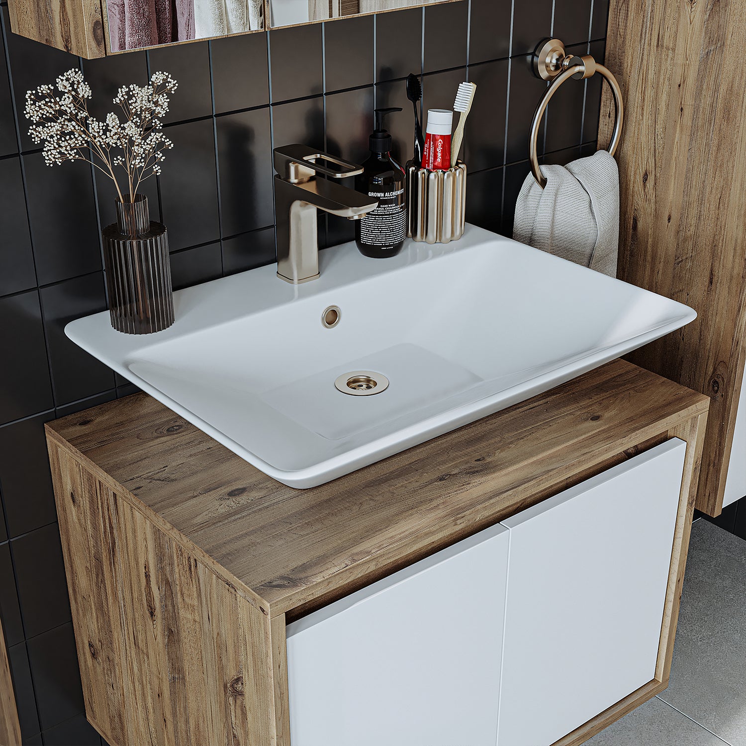 Bathroom Cabinet with Sink Set of 2 - Atlantic