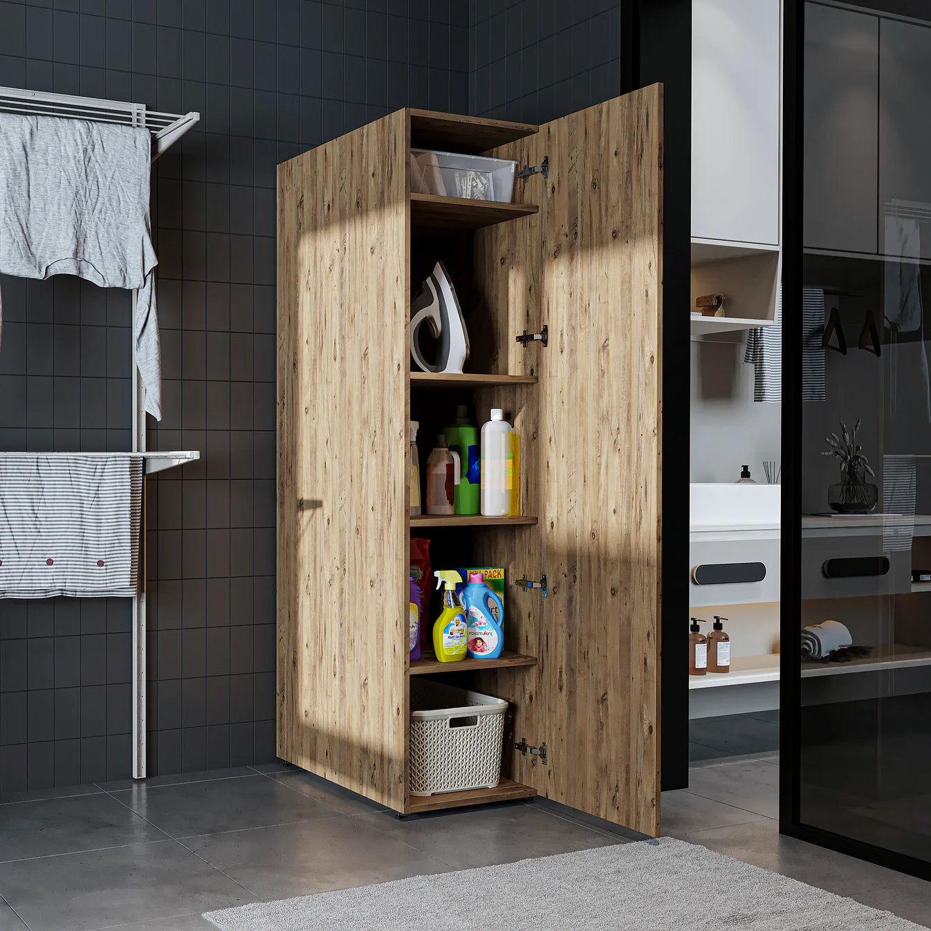 Roomart Dora Tall Washing Machine Cabinet, 45cm Wide - 4 Colours