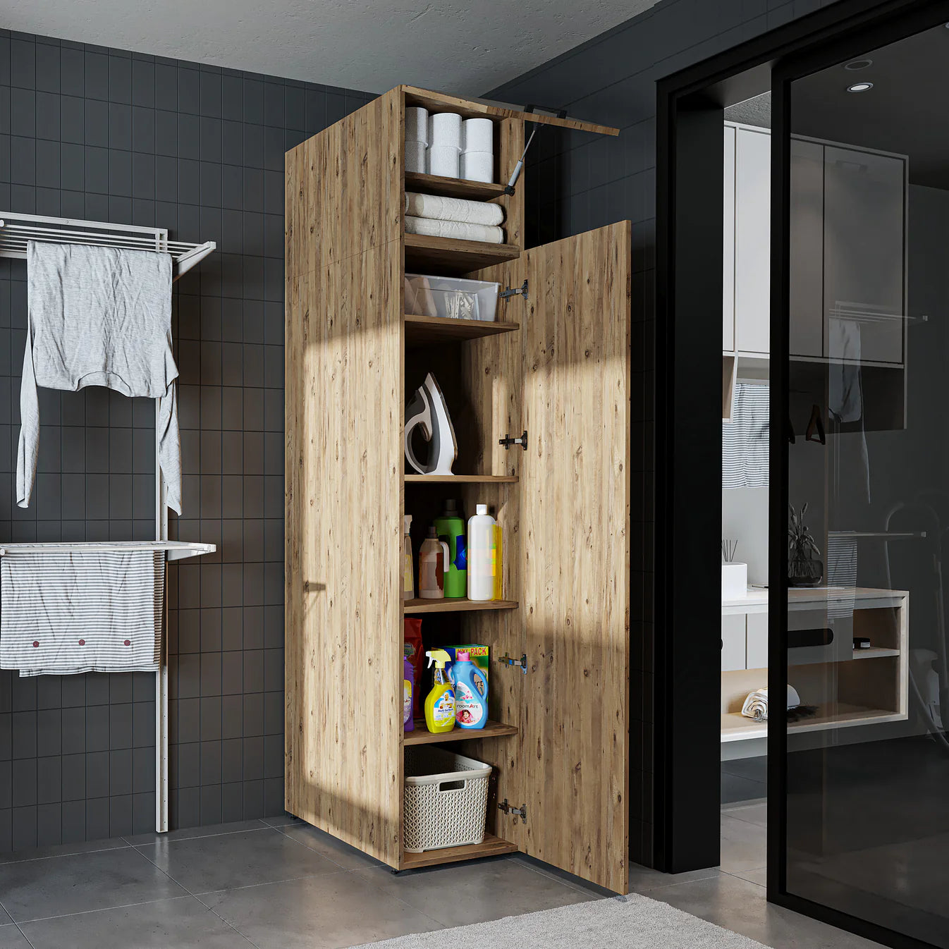 Roomart Dora Tall Washing Machine Cabinet, 45cm Wide - 4 Colours