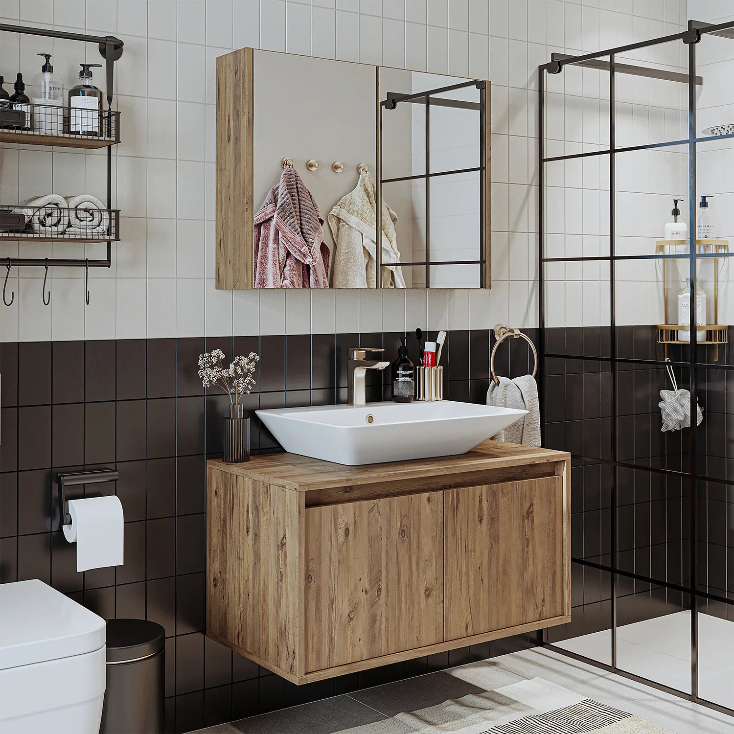 Bathroom Cabinet with Sink Set of 2 - Atlantic