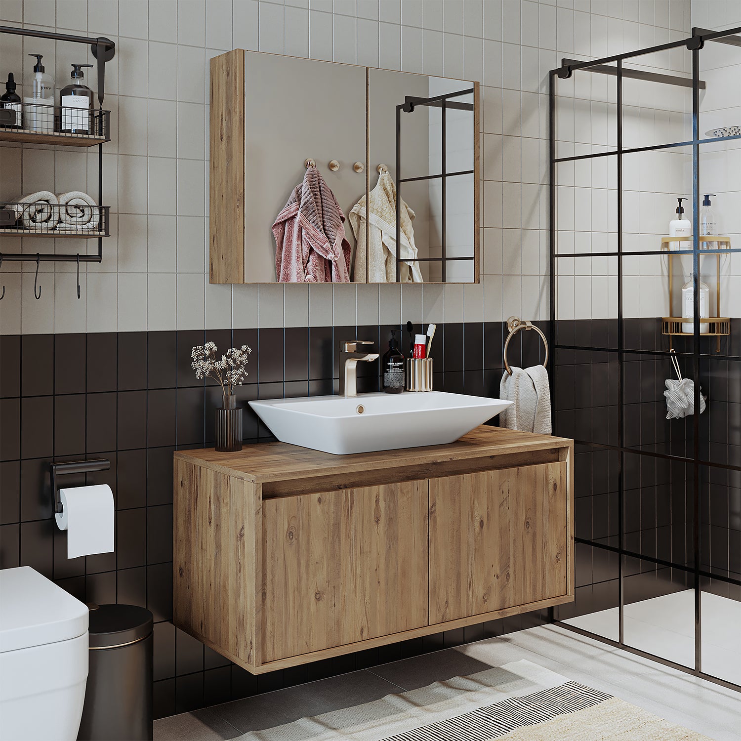 Bathroom Cabinet with Sink Set of 2 - Atlantic