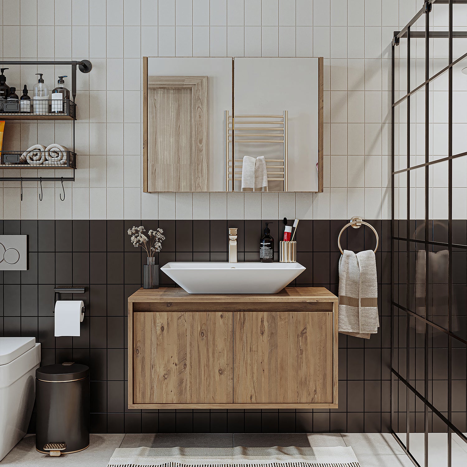 Bathroom Cabinet with Sink Set of 2 - Atlantic