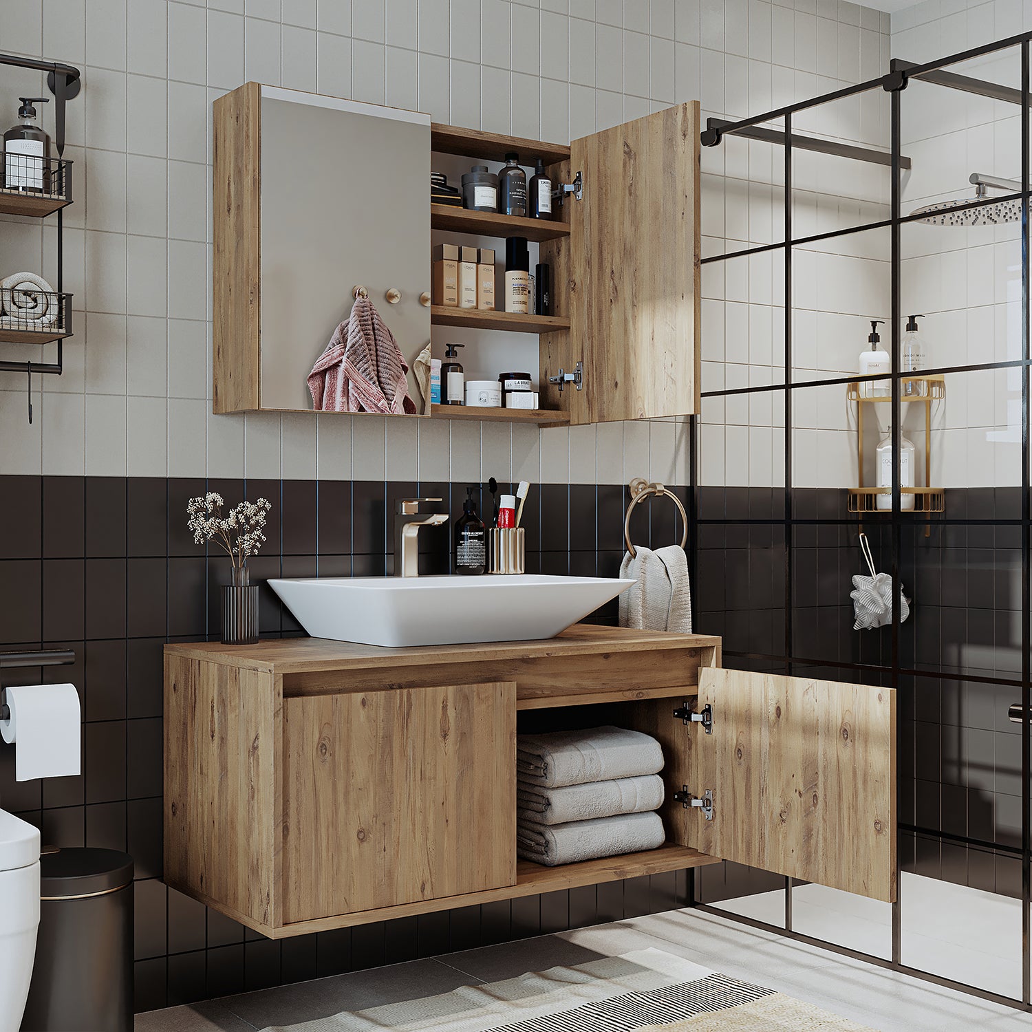 Bathroom Cabinet with Sink Set of 2 - Atlantic