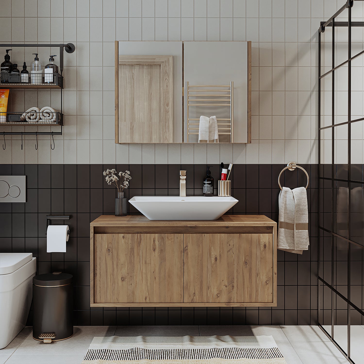 Bathroom Cabinet with Sink Set of 2 - Atlantic