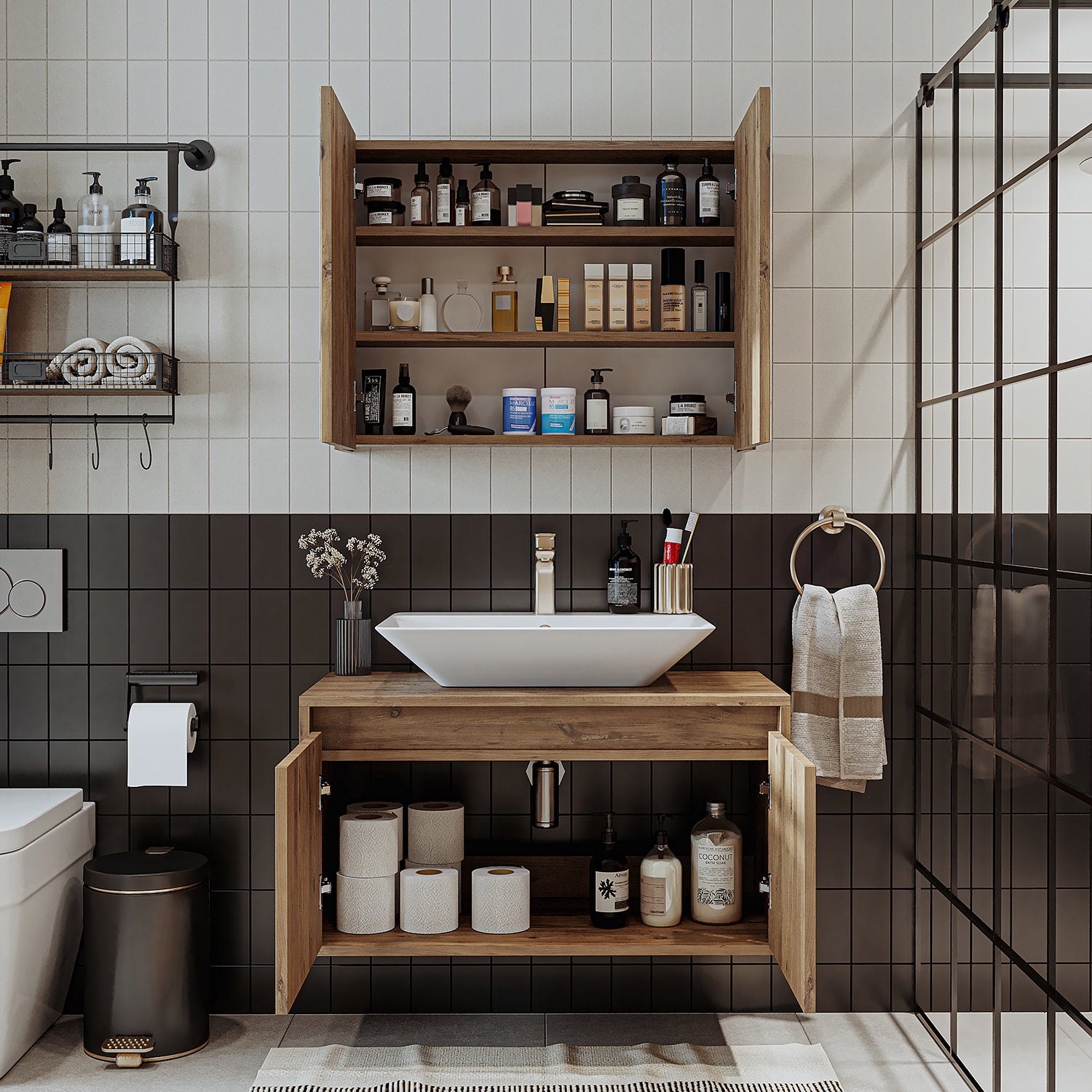 Bathroom Cabinet with Sink Set of 2 - Atlantic