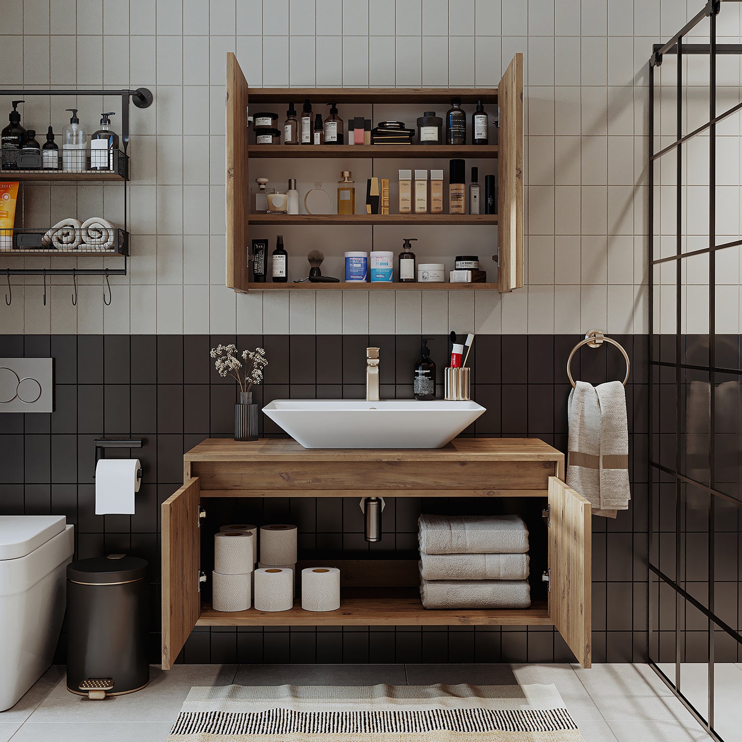Bathroom Cabinet with Sink Set of 2 - Atlantic