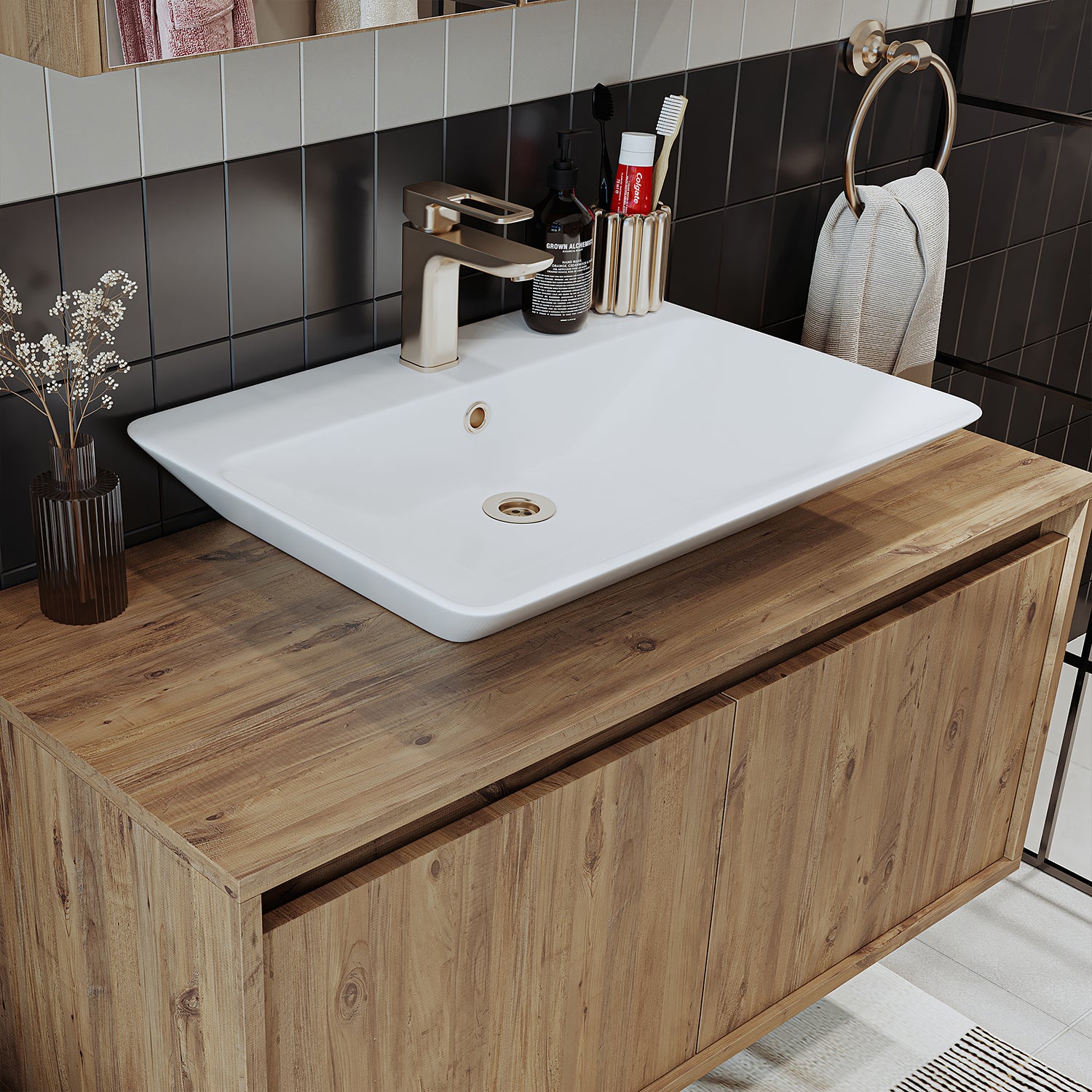 Bathroom Cabinet with Sink Set of 2 - Atlantic
