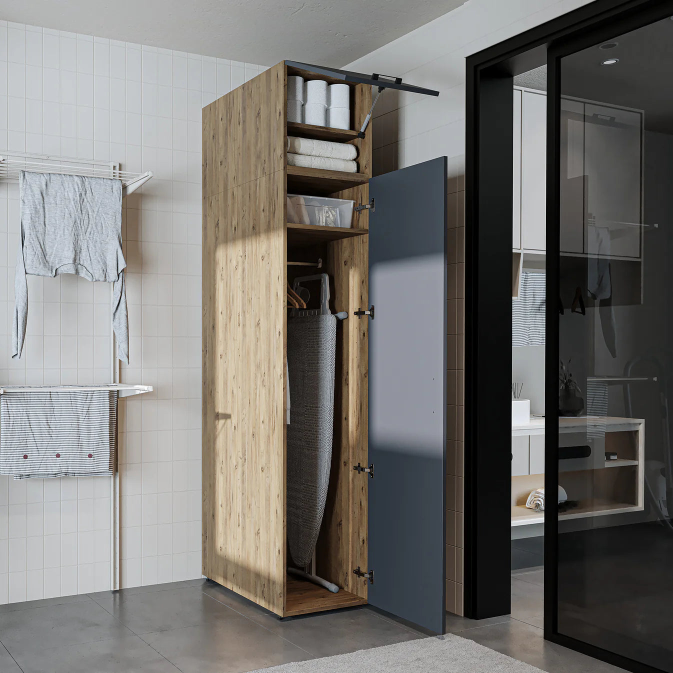 Roomart Dora Tall Washing Machine Cabinet, 45cm Wide - 4 Colours