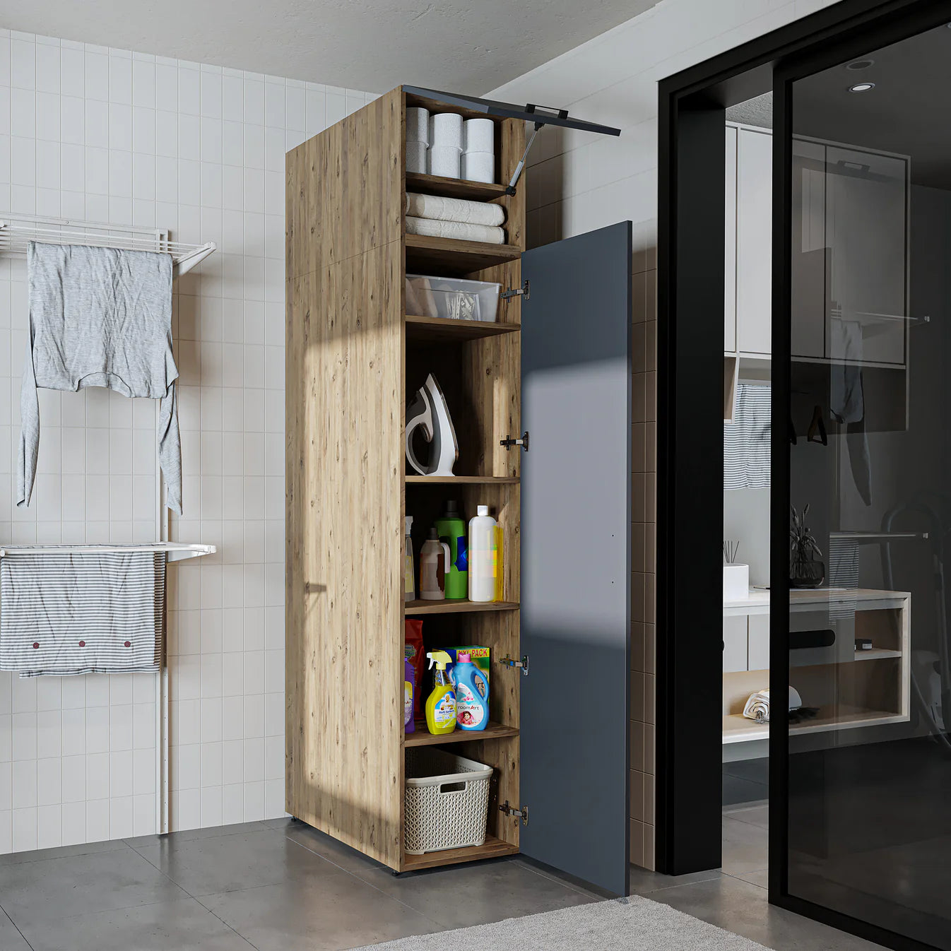 Roomart Dora Tall Washing Machine Cabinet, 45cm Wide - 4 Colours