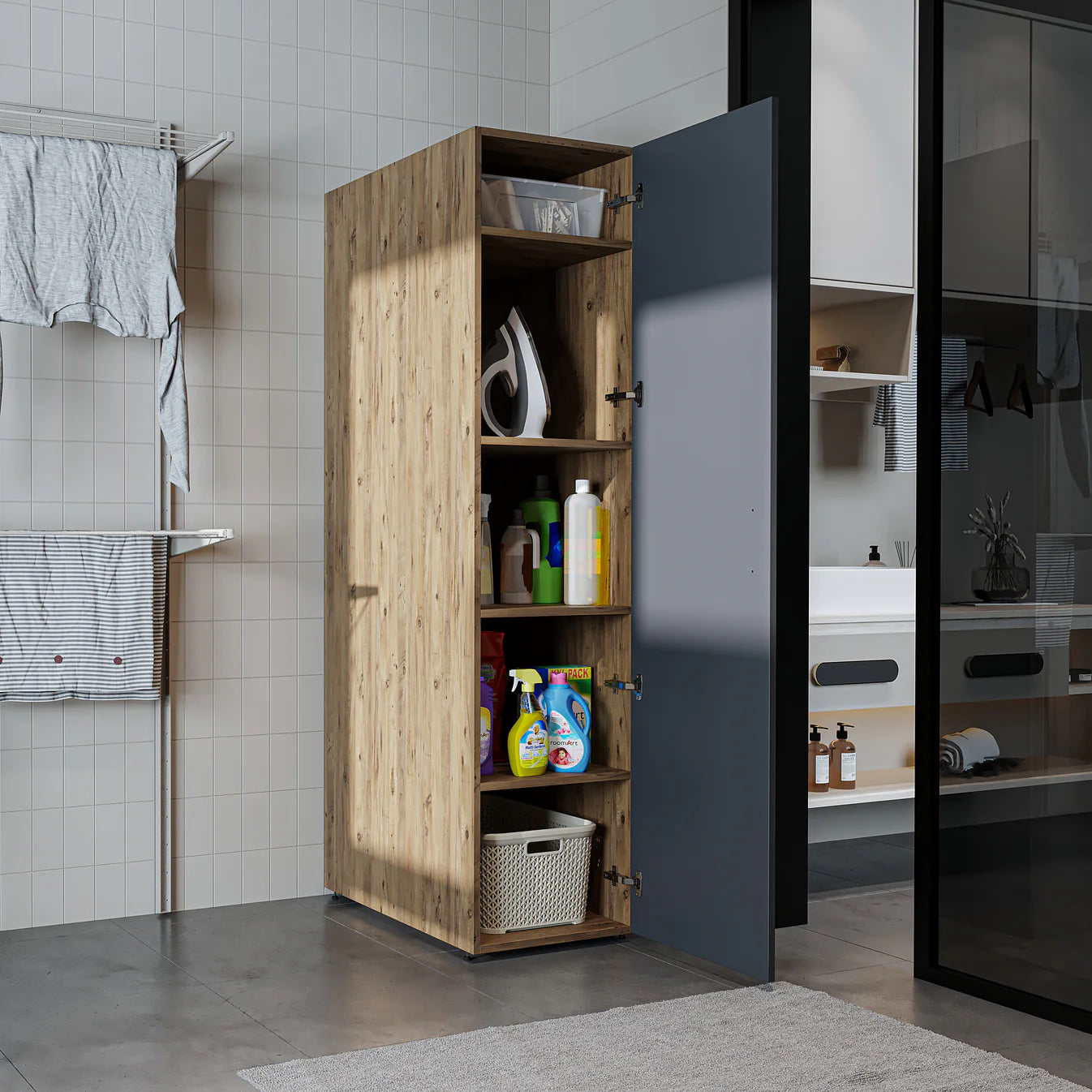 Roomart Dora Tall Washing Machine Cabinet, 45cm Wide - 4 Colours