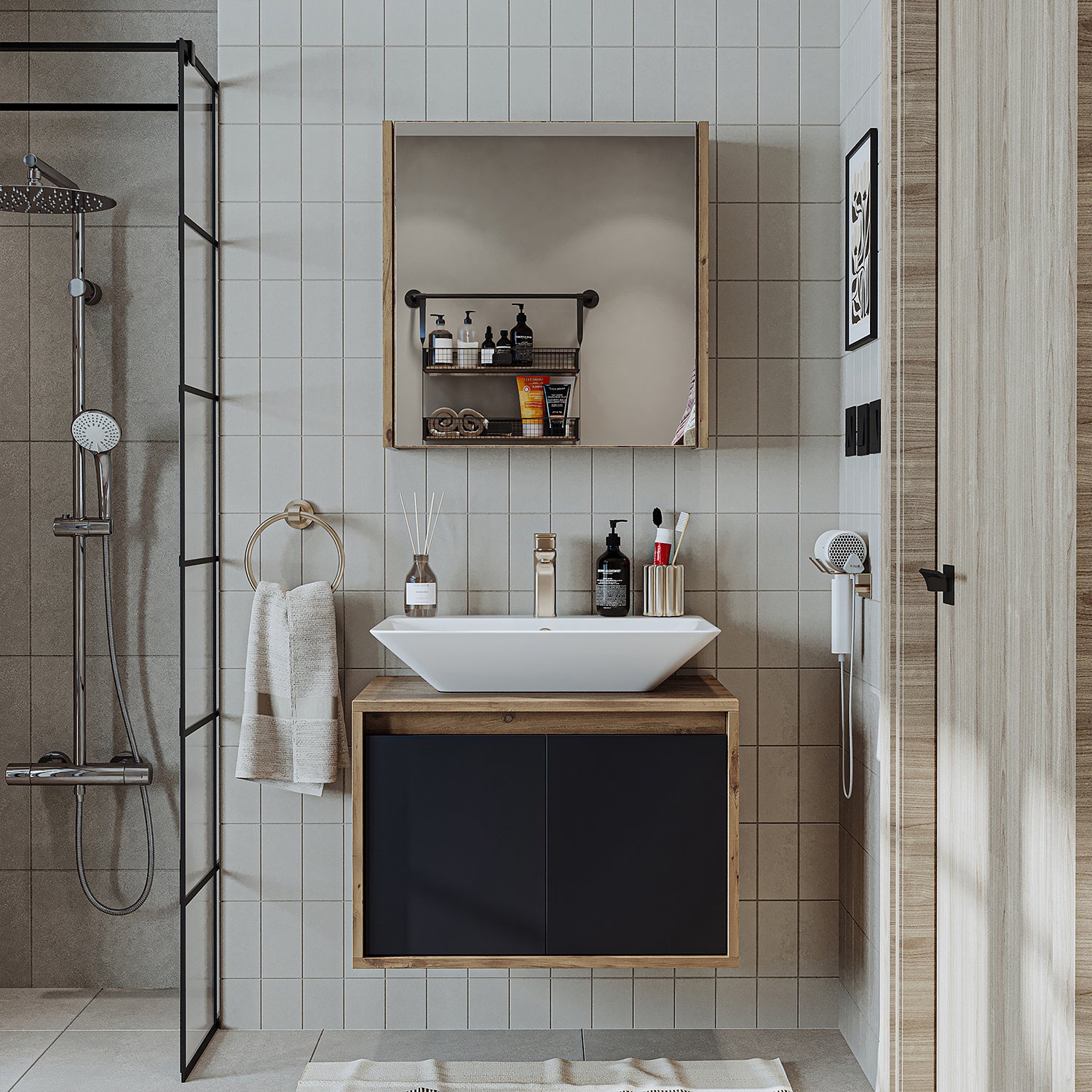 Bathroom Cabinet with Sink Set of 2 - Atlantic