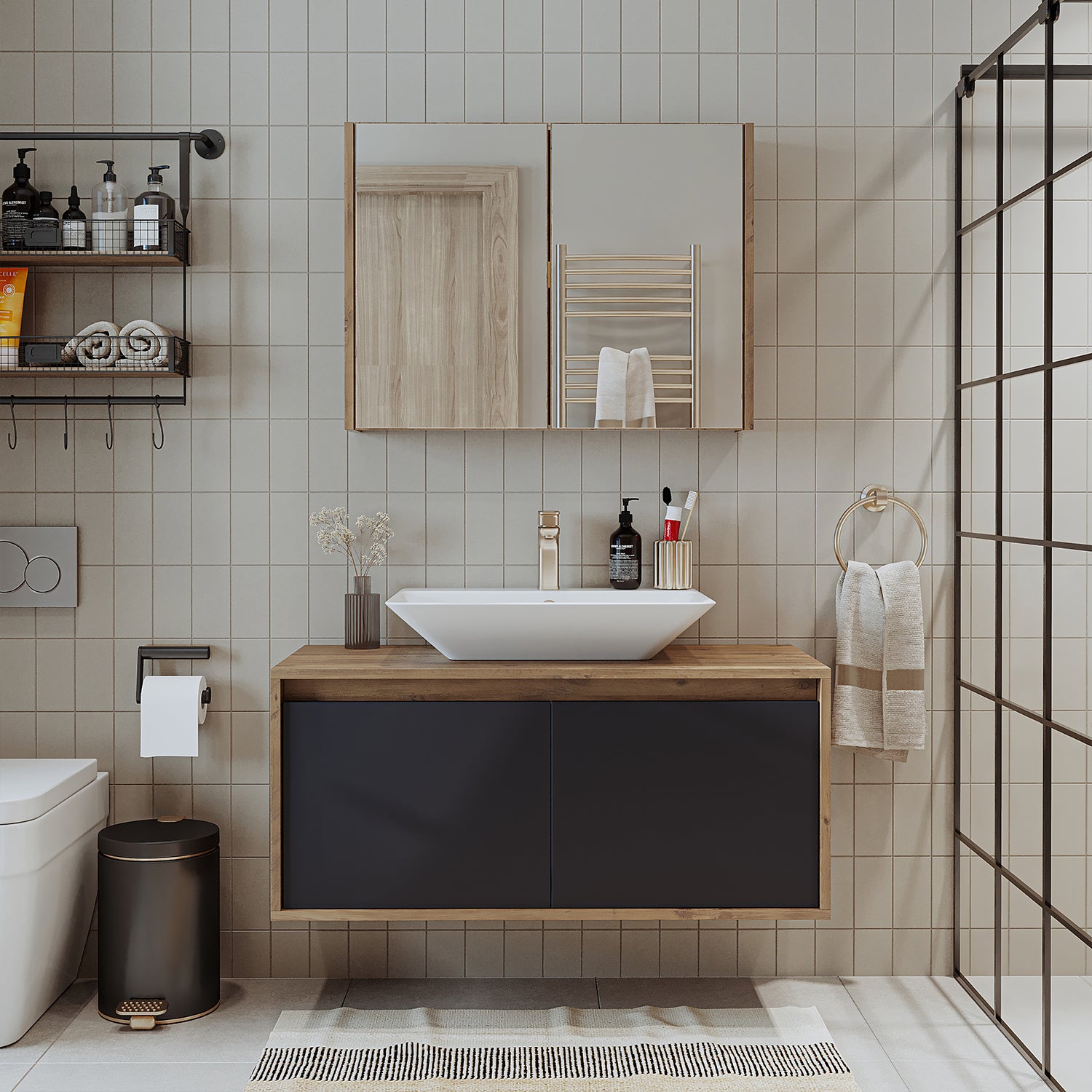Bathroom Cabinet with Sink Set of 2 - Atlantic