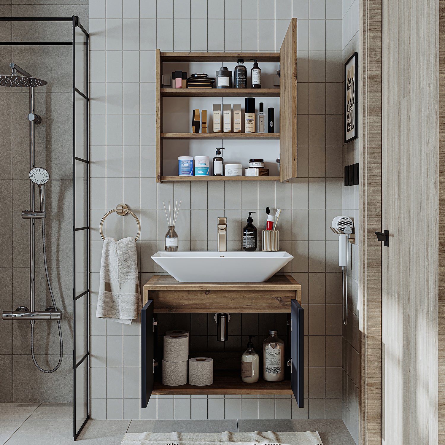 Bathroom Cabinet with Sink Set of 2 - Atlantic