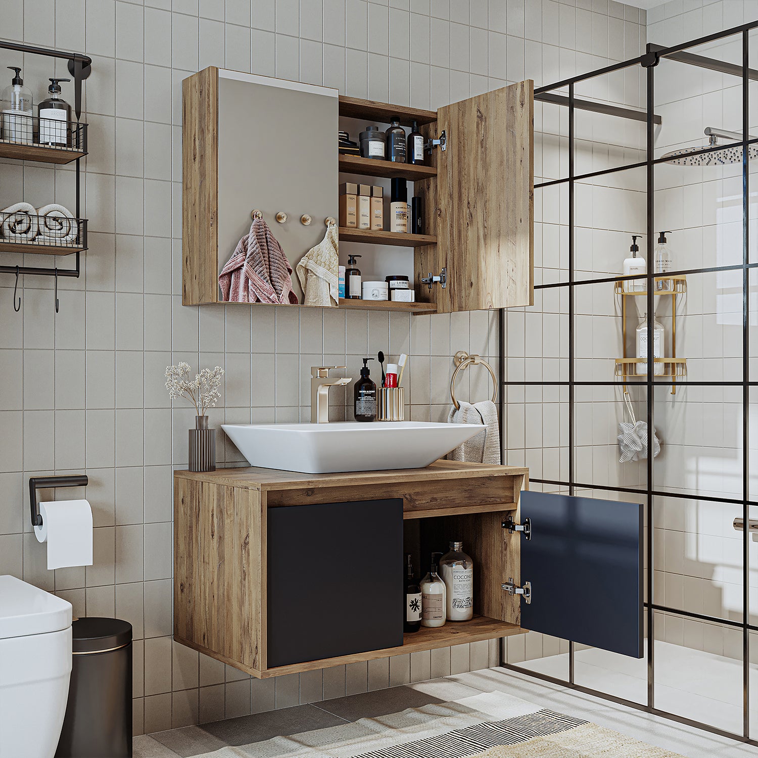 Bathroom Cabinet with Sink Set of 2 - Atlantic