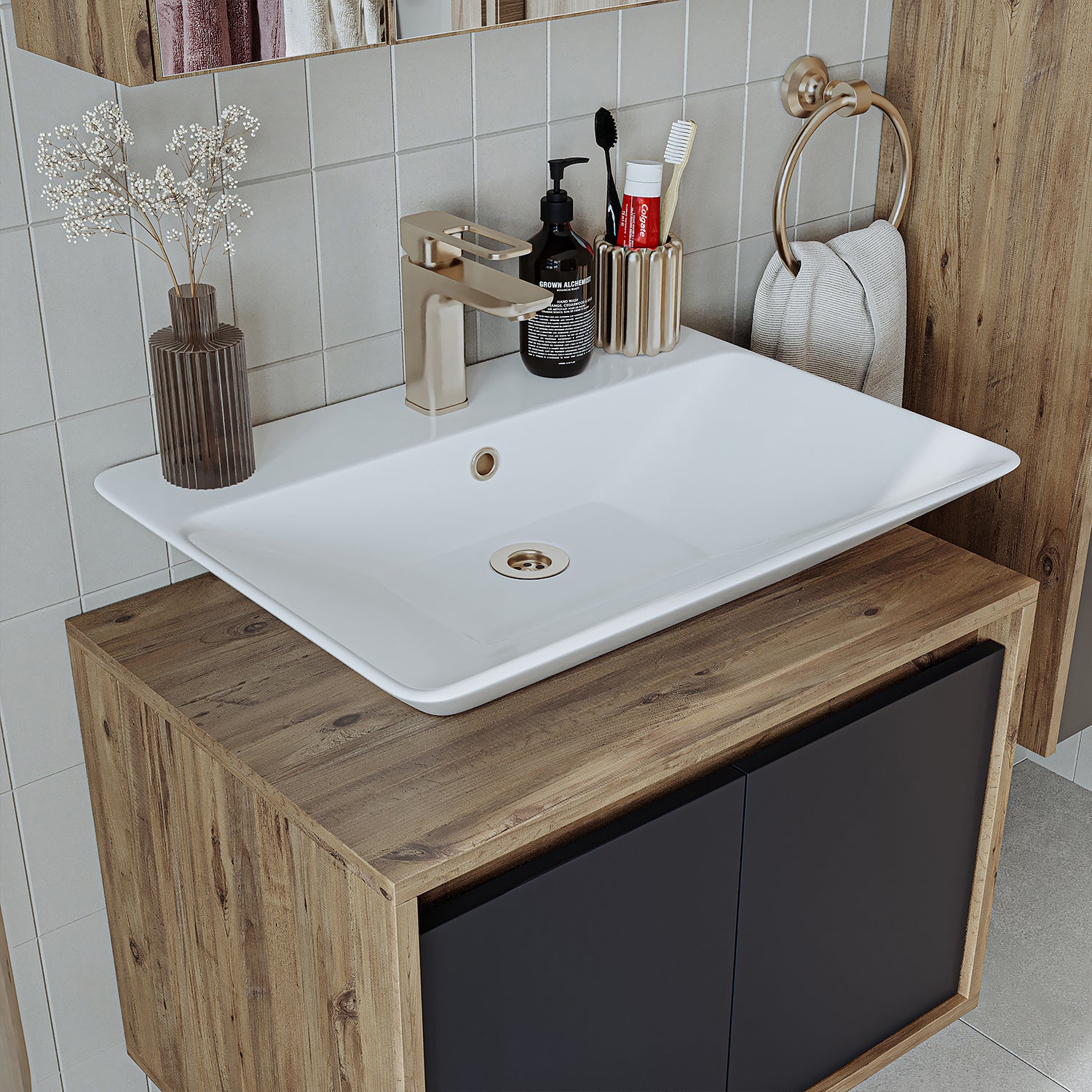 Bathroom Cabinet with Sink Set of 2 - Atlantic