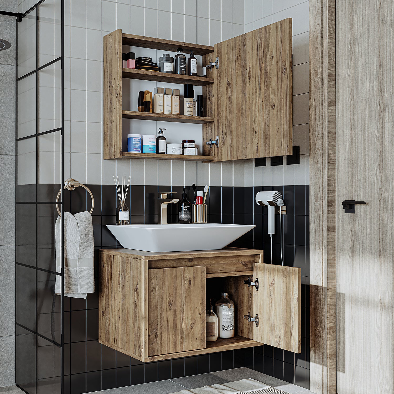 Bathroom Cabinet with Sink Set of 2 - Atlantic