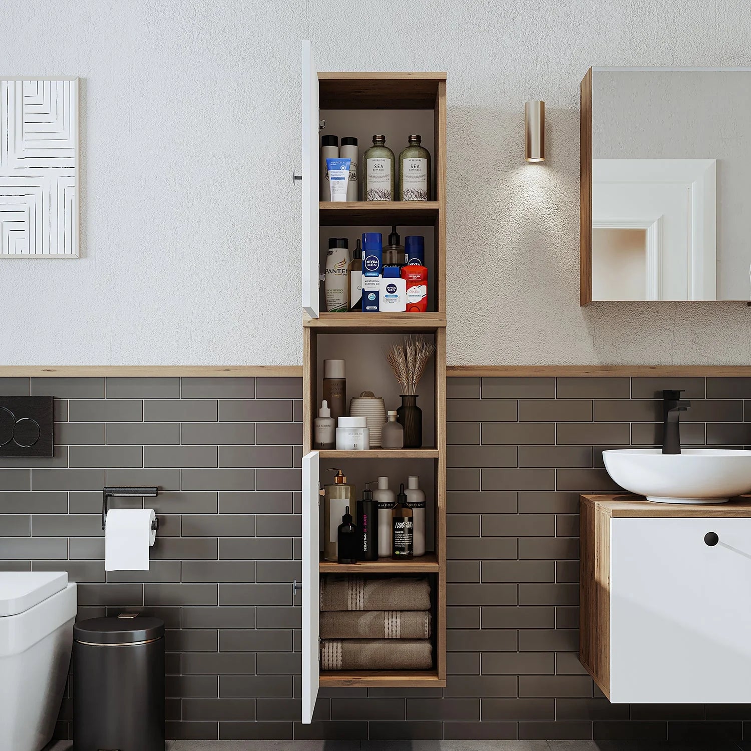 Roomart Bathroom Towel Storage Cabinet - Lotus