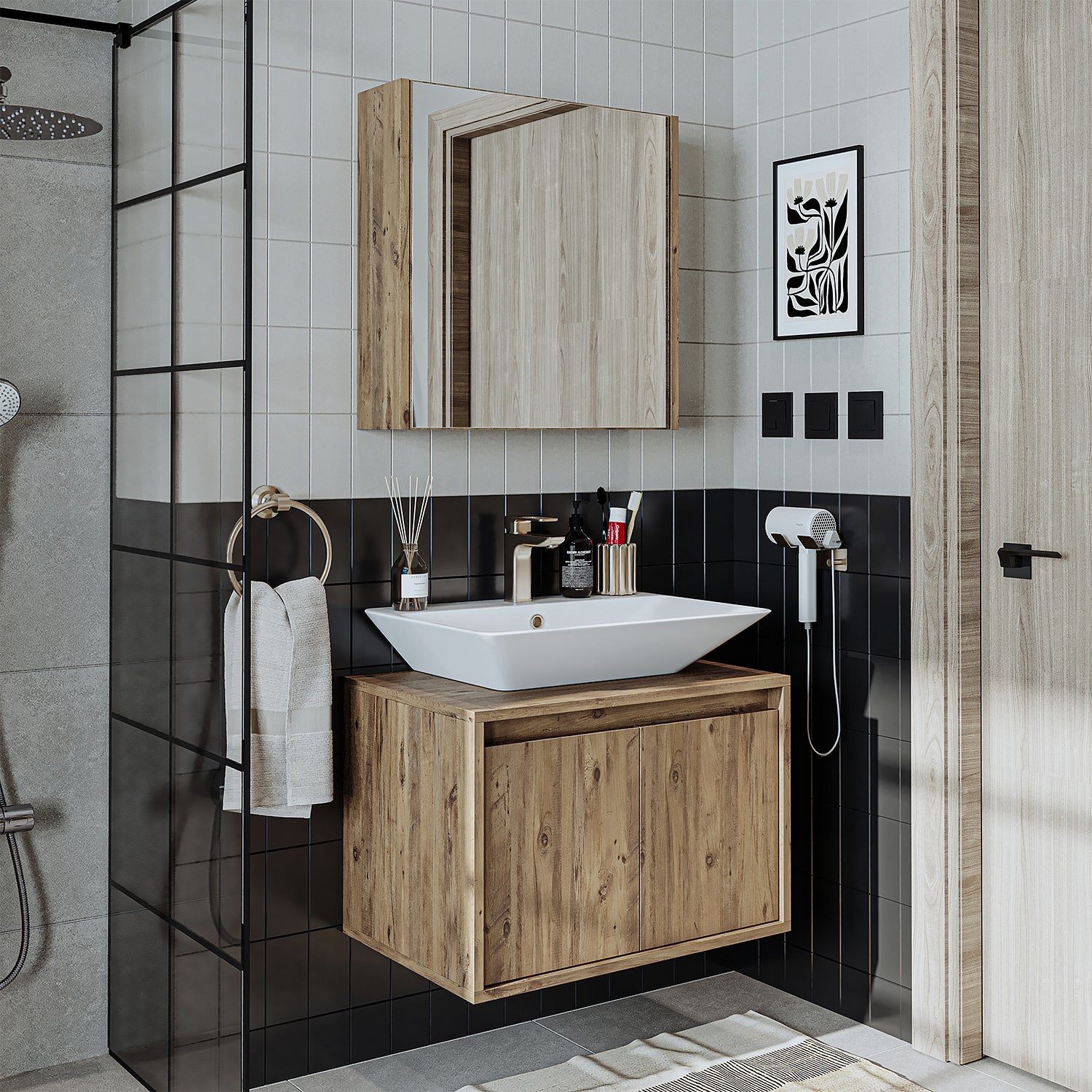Bathroom Cabinet with Sink Set of 2 - Atlantic