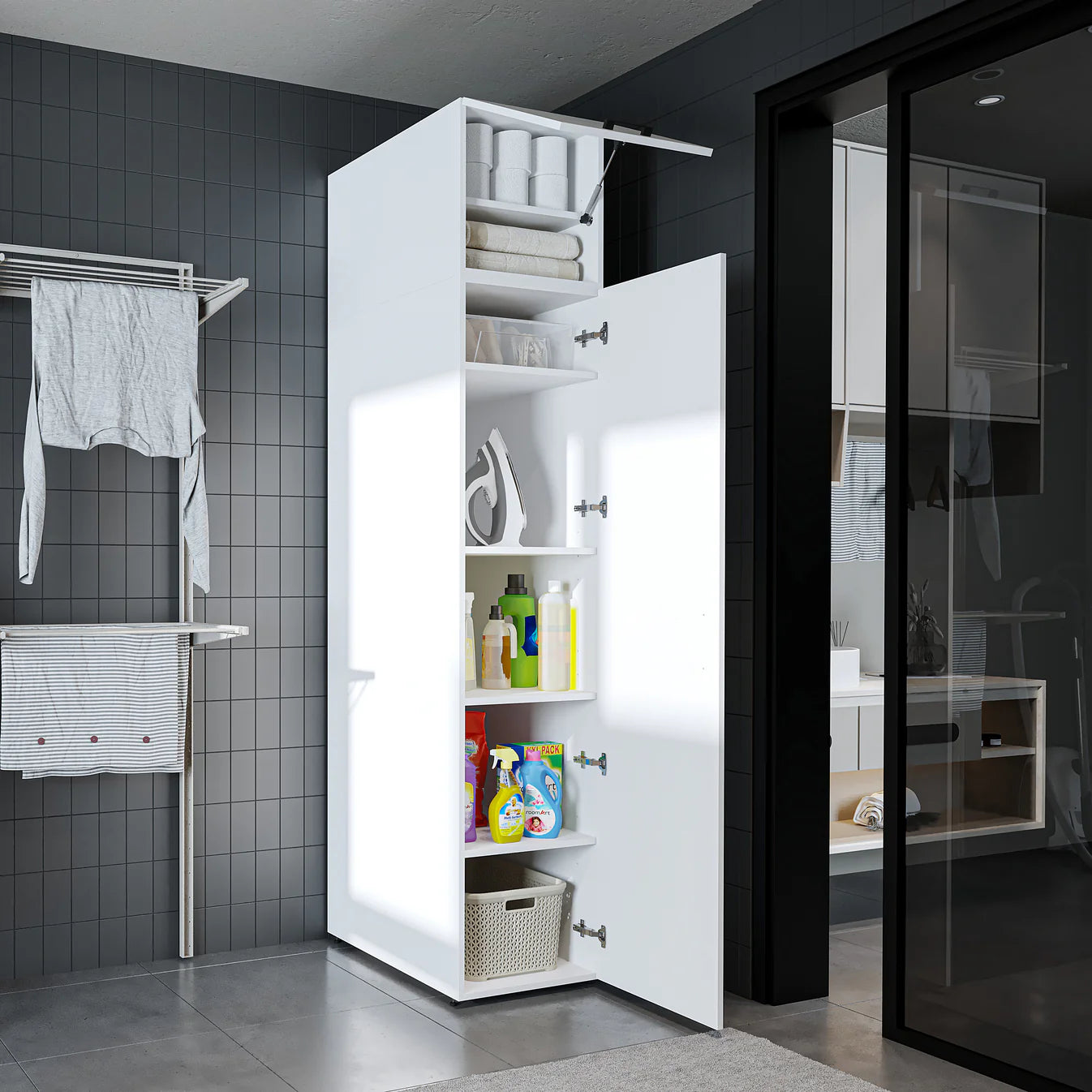 Roomart Dora Tall Washing Machine Cabinet, 45cm Wide - 4 Colours