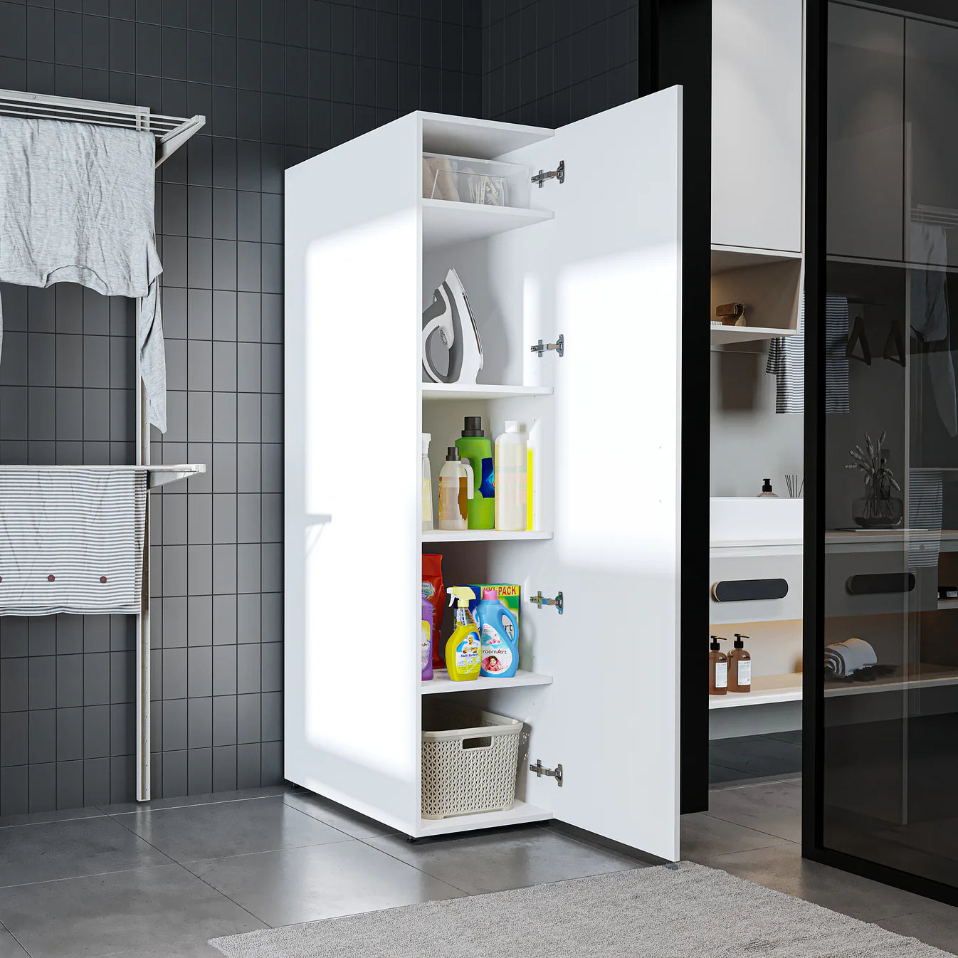 Roomart Dora Tall Washing Machine Cabinet, 45cm Wide - 4 Colours
