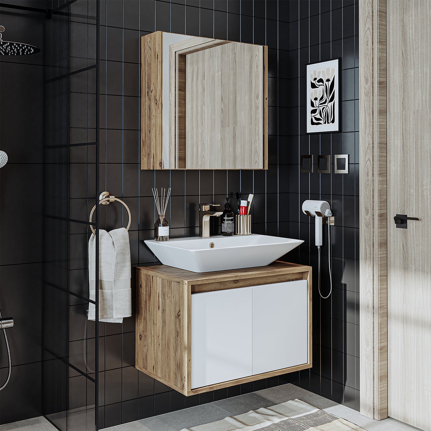 Bathroom Cabinet with Sink Set of 2 - Atlantic
