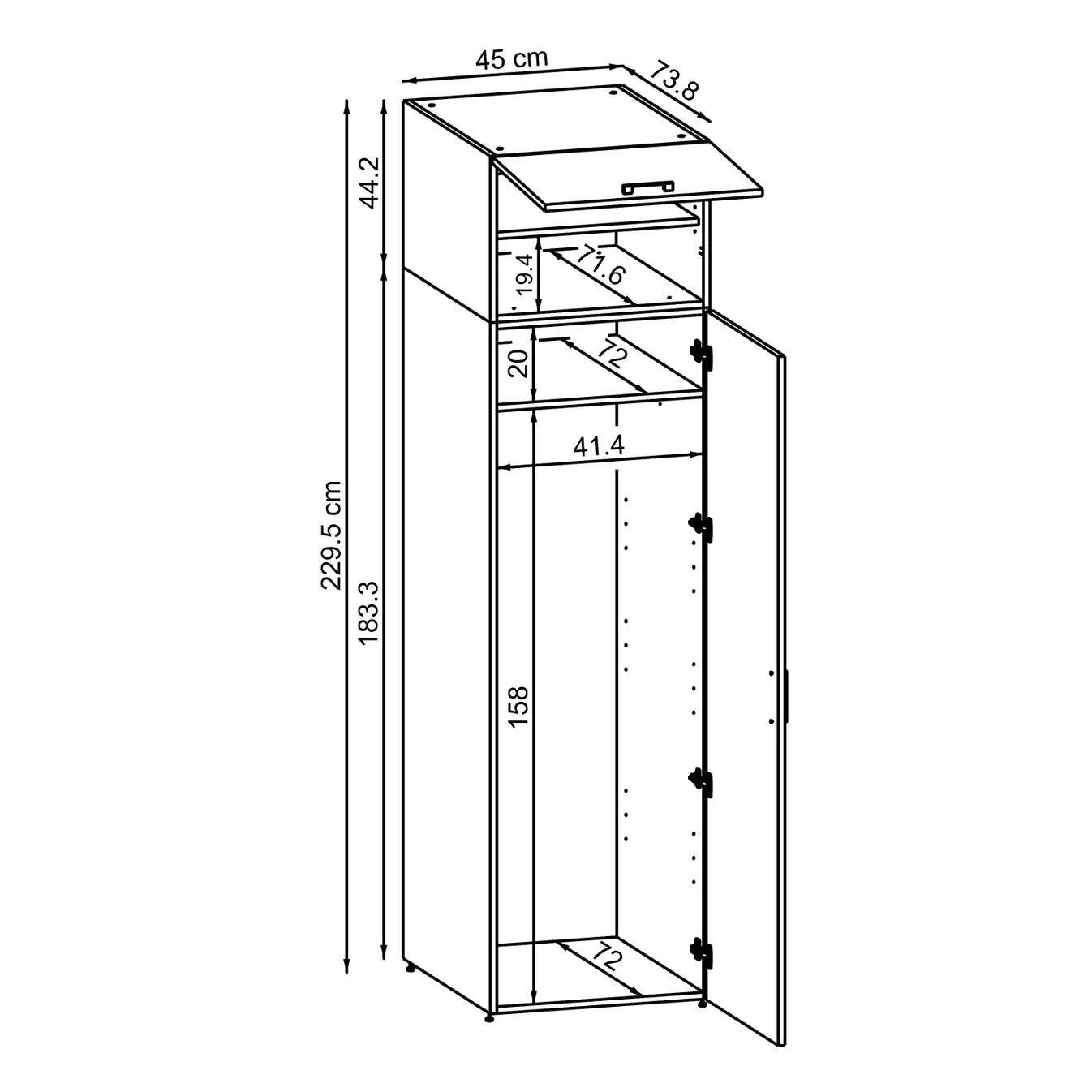 Roomart Dora Tall Washing Machine Cabinet, 45cm Wide - 4 Colours