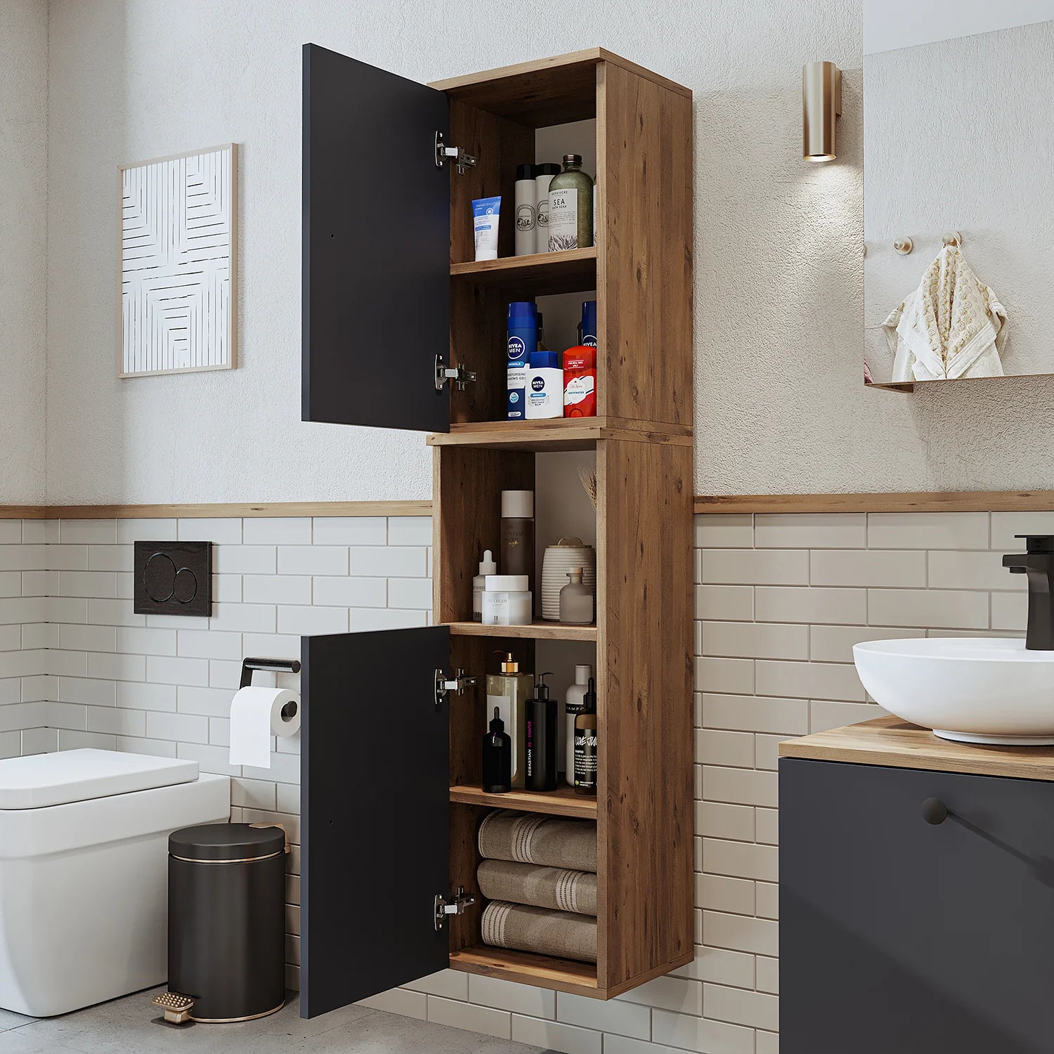 Roomart Bathroom Towel Storage Cabinet - Lotus