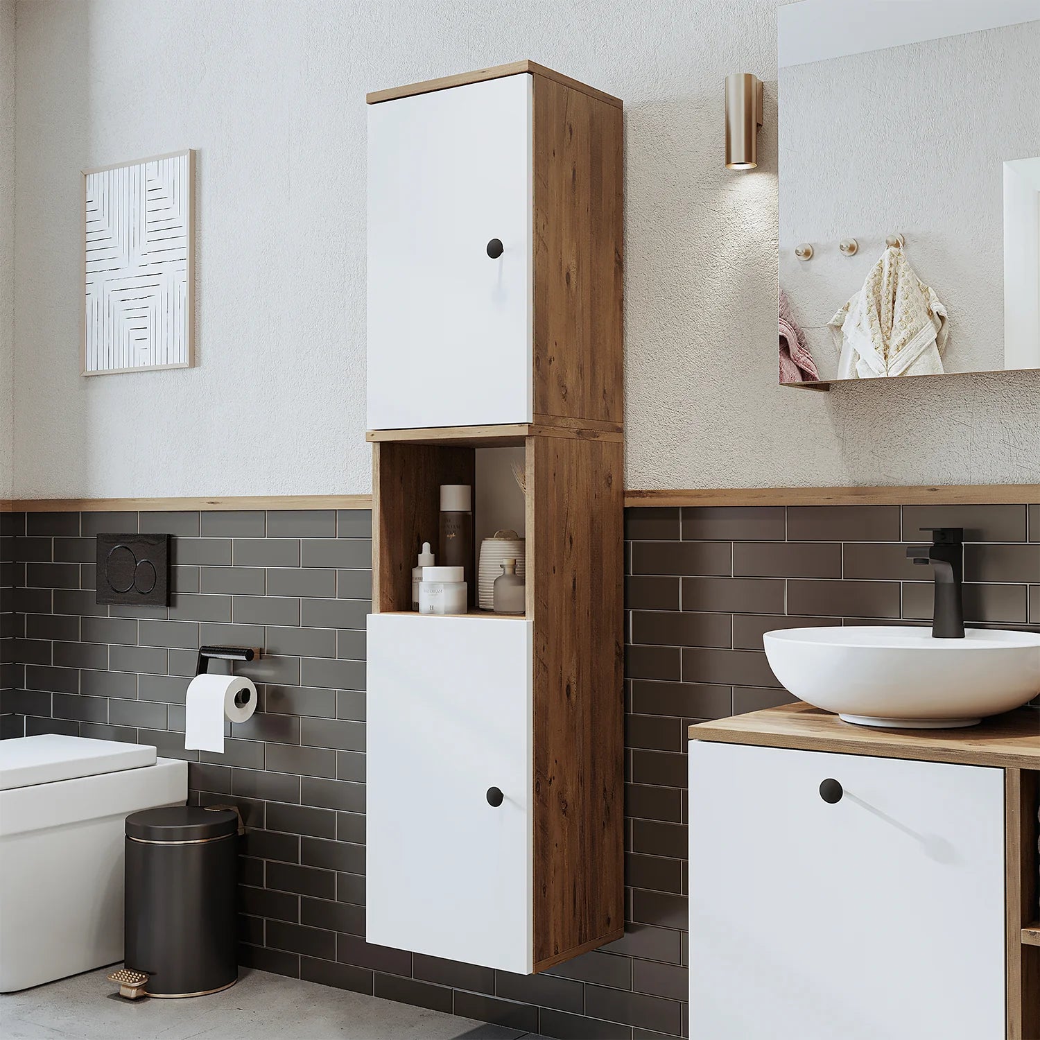 Roomart Bathroom Towel Storage Cabinet - Lotus