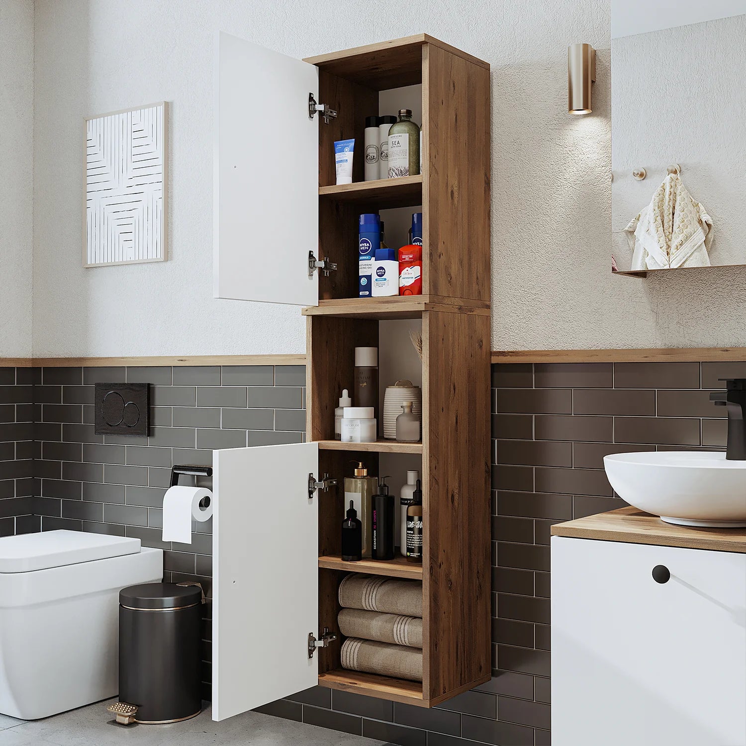 Roomart Bathroom Towel Storage Cabinet - Lotus